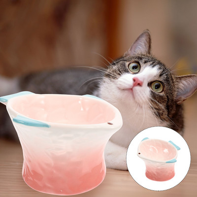 Kaķa bļoda Mājdzīvnieku padeves trauks Suns Kārums Bļodas Šķīvs Barošana Ēšana Keramikas Paaugstināti trauki Kaķēns Dekoratīvi Radoši Paaugstināts Ūdens