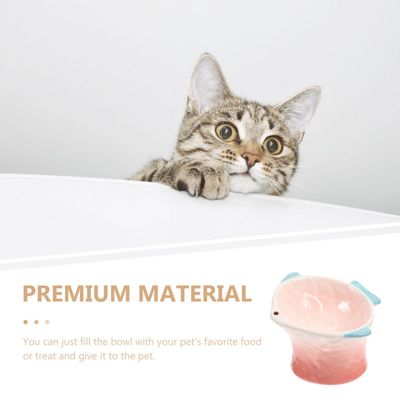 Kaķa bļoda Mājdzīvnieku padeves trauks Suns Kārums Bļodas Šķīvs Barošana Ēšana Keramikas Paaugstināti trauki Kaķēns Dekoratīvi Radoši Paaugstināts Ūdens