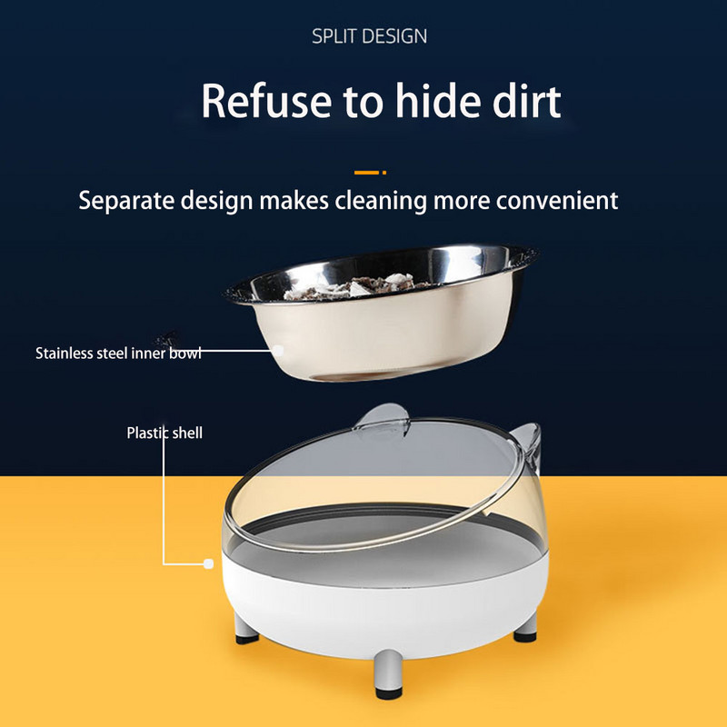 Kaķa bļoda ar augstu pēdu suņu bļoda kakla aizsargs kaķu barība ūdens bļodiņai pret noliekšanos Binaurālā mājdzīvnieka barošanas kaķa aksesuārs mājdzīvnieku deserta bļoda