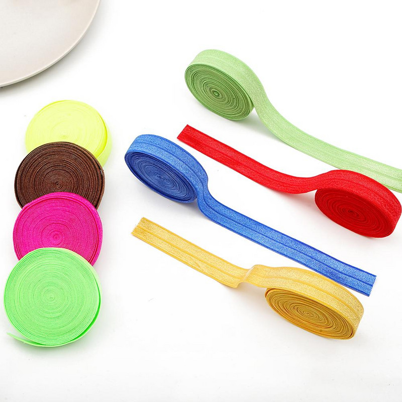 5 jardų 5/8 colių 15 mm vientisos spalvos blizgus FOE sulankstomas elastinė guminė juosta plaukų juosta Suknelė nėrinių apdaila elastingas siūlas "pasidaryk pats" siuvimas