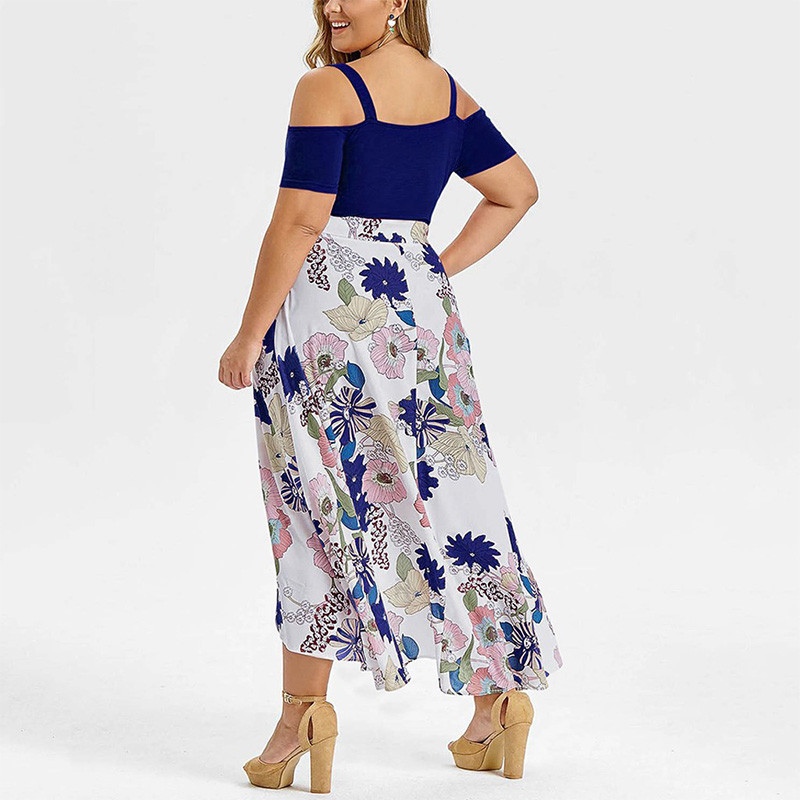 Seksīga, dziļa V veida kakla izgriezums, melns raibs, bohēmiska apdruka sievietēm ar īsām piedurknēm, liela izmēra, neregulāra kleita ar augstu vidukli