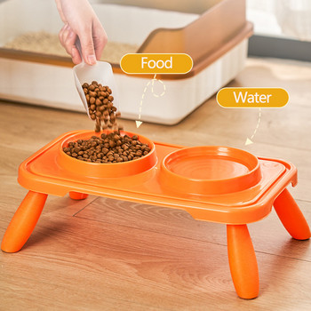 Kimpets Διπλό μπολ για γάτες Ανυψωμένο νερό για κατοικίδια Τροφή Αντιολισθητικό μπολ σκύλου με κλίση Βάση τροφοδοσίας γάτας Μπολ για γατάκια