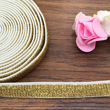New DIY 5 Yards 10mm Gold and Silver Multirole Foldover Elastic Spandex Satin Band Craft