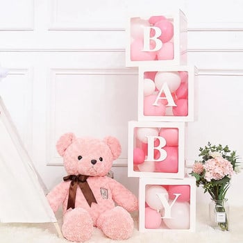 Baby Shower Box Прозрачна кутия за балон Рожден ден Сватба Docoration Baby Shower Birthday Custom Letter Box