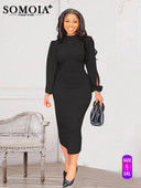 SOMOIA lielizmēra kleitu vairumtirdzniecība, masīvas kroku, personalizētas, dalītas piedurknes, plānas, vienpakāpju kleitas, elegantas ballīšu vakarkleitas