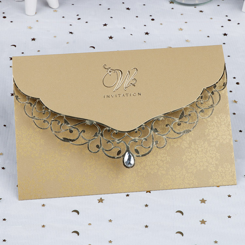 1 gab. Lāzergriezta kāzu ielūguma kartīte — DIY biznesa apsveikuma kartīte ar briljantu, pielāgota ballītei, kāzu jubilejas dekors