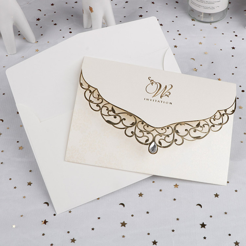 1 gab. Lāzergriezta kāzu ielūguma kartīte — DIY biznesa apsveikuma kartīte ar briljantu, pielāgota ballītei, kāzu jubilejas dekors