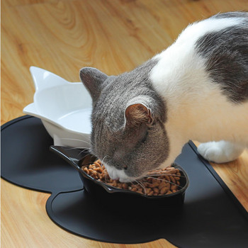 Котешка купа Плитка котешка купа Нехлъзгаща се чиния за котки Широка купа за хранене на котки за облекчаване на умората от мустаци Купички за храна и вода за домашни любимци за кучета