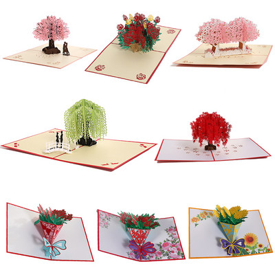 Felicitare pop-up 3D, flori, arțar, cireș, invitație de nuntă, felicitare, petrecere, aniversare, cadou, carte poștală cu plicuri