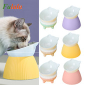 Kaķu barošanas trauks, kas pacelts, caurspīdīgs plastmasas lolojumdzīvnieku barības ūdens padeves bļoda 15 grādos noliekts dizaina kakla aizsargs kaķiem, suņiem