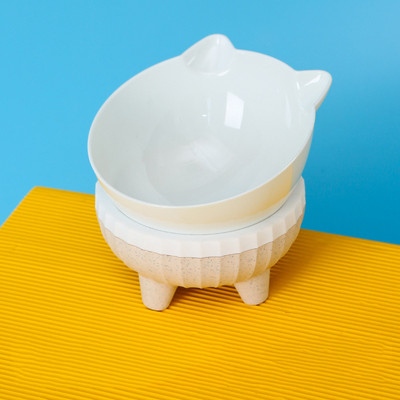 Kaķu barošanas trauks, kas pacelts, caurspīdīgs plastmasas lolojumdzīvnieku barības ūdens padeves bļoda 15 grādos noliekts dizaina kakla aizsargs kaķiem, suņiem