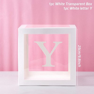 Tähestik Kohandatud läbipaistev kast Baby Shower Decor Poiss Tüdruk Pulmad 1. Sünnipäevapeo Kaunistus Lapsed BabyShower õhupallikarp