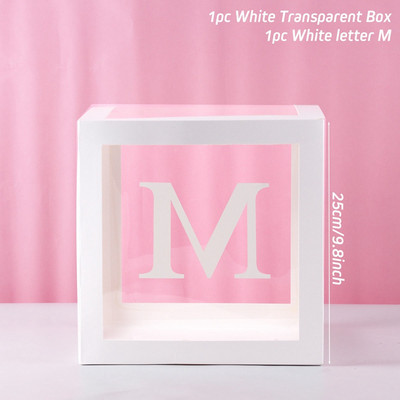 Tähestik Kohandatud läbipaistev kast Baby Shower Decor Poiss Tüdruk Pulmad 1. Sünnipäevapeo Kaunistus Lapsed BabyShower õhupallikarp