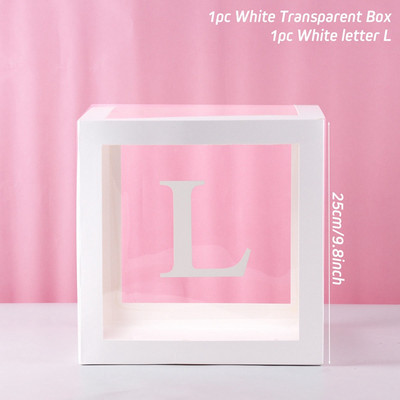 Tähestik Kohandatud läbipaistev kast Baby Shower Decor Poiss Tüdruk Pulmad 1. Sünnipäevapeo Kaunistus Lapsed BabyShower õhupallikarp