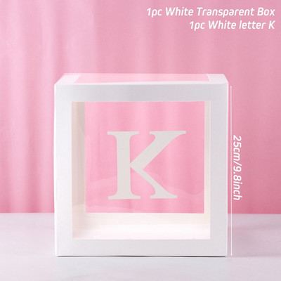 Tähestik Kohandatud läbipaistev kast Baby Shower Decor Poiss Tüdruk Pulmad 1. Sünnipäevapeo Kaunistus Lapsed BabyShower õhupallikarp