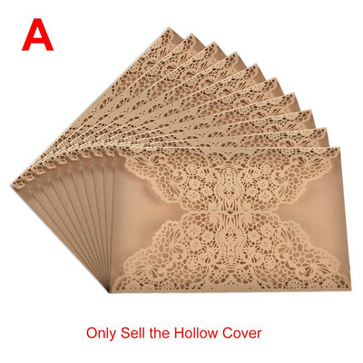 10 gab. Eiropas stila eleganti, smalki grebti mežģīnes kāzu ballīšu ielūgumi kartītes apsveikuma kartītes ballīšu piederumi