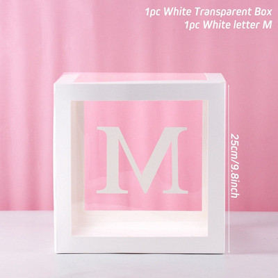 Läbipaistev kiri õhupallikarbi pulmade sünnipäevapeo kaunistused Baby Shower Poiss Tüdruk Üheaastane 1. Sünnipäev õhupallikarbi kujundus