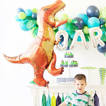 Standing Green Dinosaur Foil Balloons Διακόσμηση 3ων γενεθλίων Μπαλόνια για πάρτι δεινοσαύρων Banner Ζούγκλα Animal Part Supplis Globos