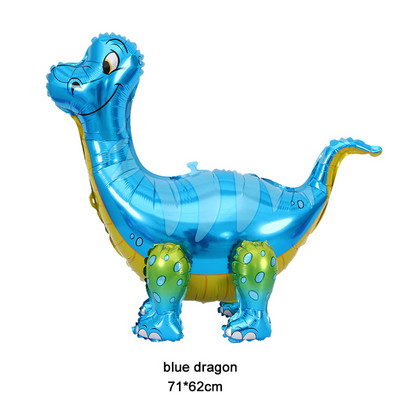 Álló zöld dinoszaurusz fóliás léggömbök 3. születésnapi dekoráció dinoszauruszparti léggömbök transzparens dzsungel állatalkatrészeinek kellékei gömbök