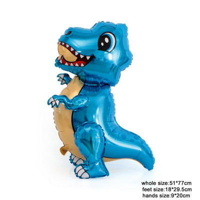 Álló zöld dinoszaurusz fóliás léggömbök 3. születésnapi dekoráció dinoszauruszparti léggömbök transzparens dzsungel állatalkatrészeinek kellékei gömbök