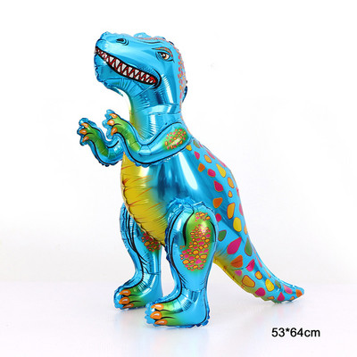 Álló zöld dinoszaurusz fóliás léggömbök 3. születésnapi dekoráció dinoszauruszparti léggömbök transzparens dzsungel állatalkatrészeinek kellékei gömbök