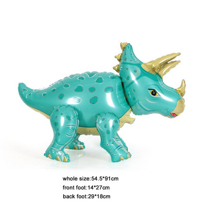 Álló zöld dinoszaurusz fóliás léggömbök 3. születésnapi dekoráció dinoszauruszparti léggömbök transzparens dzsungel állatalkatrészeinek kellékei gömbök