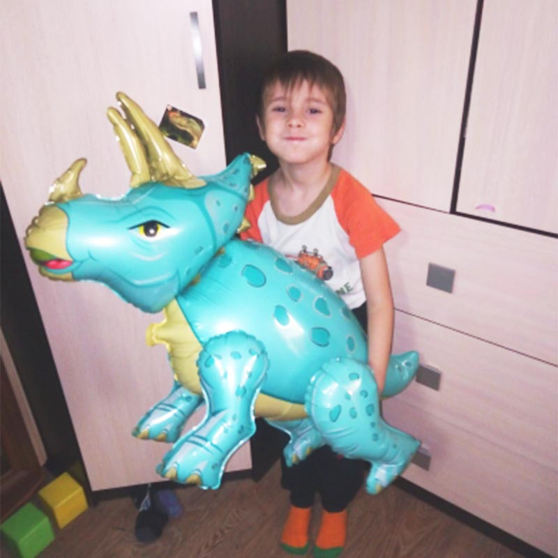 Álló zöld dinoszaurusz fóliás léggömbök 3. születésnapi dekoráció dinoszauruszparti léggömbök transzparens dzsungel állatalkatrészeinek kellékei gömbök