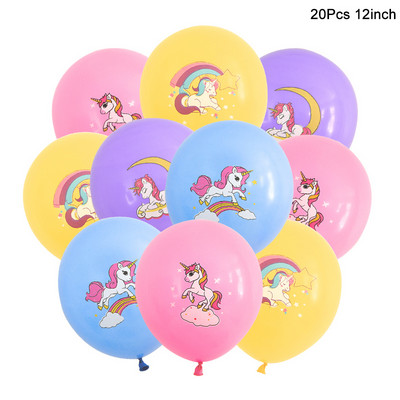 Varavīksnes vienradžu ballīšu baloni vienreizlietojamie galda piederumi dāvanu maisiņi bērniem, vienradzis, dzimšanas dienas ballītes dekorēšanas piederumi