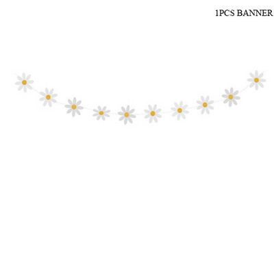 Margrietiņas dzimšanas dienas svinību dekorēšana bērniem, karoga izvelkama 7 collu margrietiņas šķīvīša pirmās dzimšanas dienas ballītes dekorēšanas piederumi