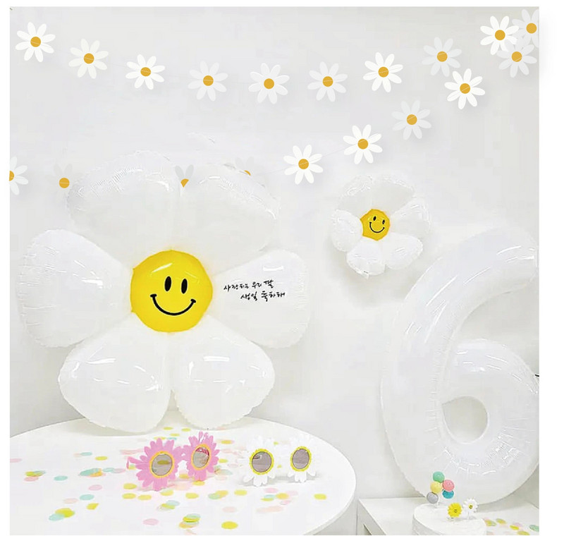 Margrietiņas dzimšanas dienas svinību dekorēšana bērniem, karoga izvelkama 7 collu margrietiņas šķīvīša pirmās dzimšanas dienas ballītes dekorēšanas piederumi