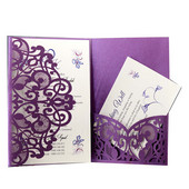 5db Elegáns korona lézerrel vágott esküvői meghívókártya Testreszabott üdvözlőkártya válaszadási kártyákkal Esküvői parti kellékek dekorációja