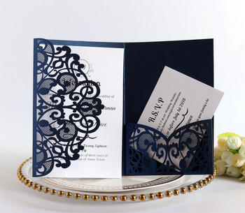 5 τεμ. Κομψό στέμμα κομμένο με λέιζερ κάρτα προσκλητηρίων γάμου Προσαρμογή ευχετήριας κάρτας με κάρτες RSVP Διακόσμηση για μπομπονιέρα γάμου