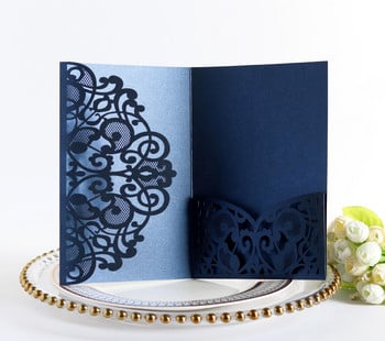 5 τεμ. Κομψό στέμμα κομμένο με λέιζερ κάρτα προσκλητηρίων γάμου Προσαρμογή ευχετήριας κάρτας με κάρτες RSVP Διακόσμηση για μπομπονιέρα γάμου