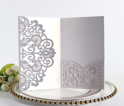 5db Elegáns korona lézerrel vágott esküvői meghívókártya Testreszabott üdvözlőkártya válaszadási kártyákkal Esküvői parti kellékek dekorációja