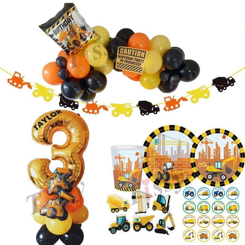 1 készlet építőipari tortafeltétek Multi buldózeres kotrófejek fiú boldog születésnapi party tortadíszítéshez barkács kellékek