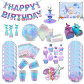 Sellő téma Születésnapi parti díszek sellő eldobható evőeszközök csésze tányérok lányoknak sellő parti kellékek