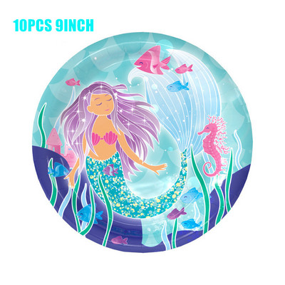 Sellő téma Születésnapi parti díszek sellő eldobható evőeszközök csésze tányérok lányoknak sellő parti kellékek