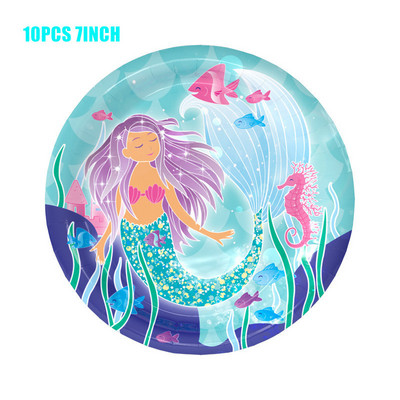 Sellő téma Születésnapi parti díszek sellő eldobható evőeszközök csésze tányérok lányoknak sellő parti kellékek