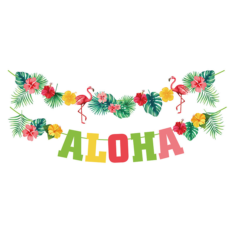 Hawaii buli díszek Flamingó füzérek Banner léggömbök ALOHA Luau Party Tropical Summer Beach Születésnapi parti kellékek