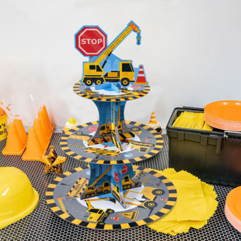 Θέμα κατασκευών Επιτραπέζια σκεύη μιας χρήσης Εκσκαφέας Όχημα Διακόσμηση πάρτι γενεθλίων Παιδική μπουλντόζα για αγόρι τρακτέρ φορτηγό πάρτι