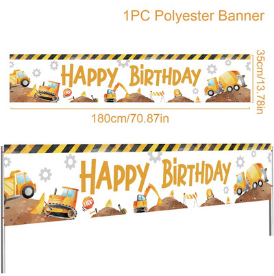 Építési téma Eldobható étkészlet Kotrógép Jármű Születésnapi parti dekoráció Gyerek fiú Bulldózer Traktor Teherautó Partykellékek