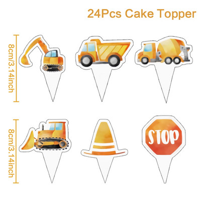 Építési téma Eldobható étkészlet Kotrógép Jármű Születésnapi parti dekoráció Gyerek fiú Bulldózer Traktor Teherautó Partykellékek