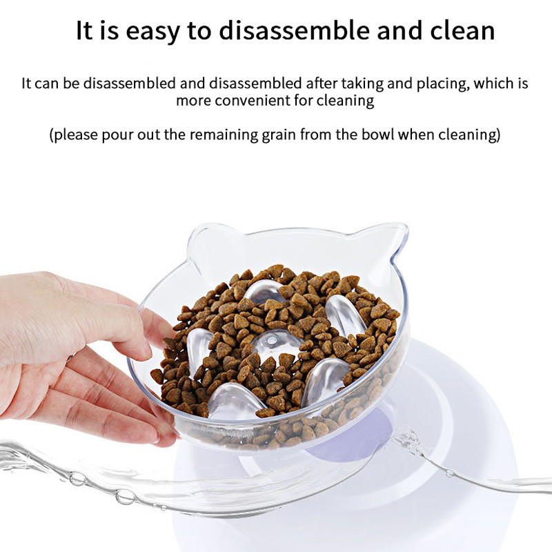 Lassú etető macskatálak állvánnyal, csúszásmentes, mosható macskáknak kutyaetetők ivóvízhez Háziállatok egészséges táplálkozásához szükséges tálak