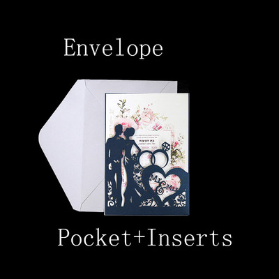 10gab Lāzera griezuma līgavas un līgavaiņa kāzu ielūgumu kartīšu mežģīņu kabatiņa.