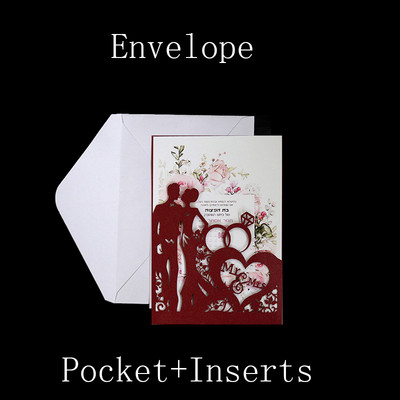 10gab Lāzera griezuma līgavas un līgavaiņa kāzu ielūgumu kartīšu mežģīņu kabatiņa.