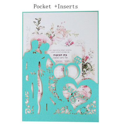 10gab Lāzera griezuma līgavas un līgavaiņa kāzu ielūgumu kartīšu mežģīņu kabatiņa.