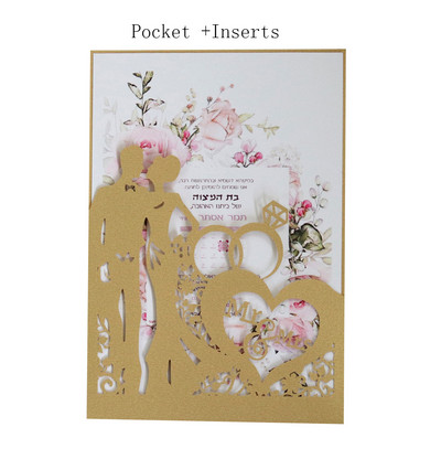 10gab Lāzera griezuma līgavas un līgavaiņa kāzu ielūgumu kartīšu mežģīņu kabatiņa.