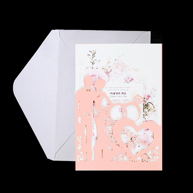 10gab Lāzera griezuma līgavas un līgavaiņa kāzu ielūgumu kartīšu mežģīņu kabatiņa.