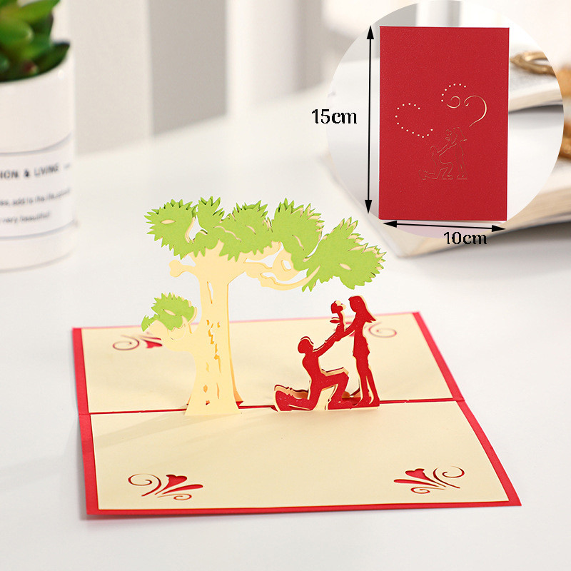 3D iššokantys atvirukai mėgėjams, vestuvių kvietimai, sveikinimo atvirukai lazeriu iškirpti Valentino dienos jubiliejaus proga Pora žmonai vyrui dovanų atvirukas