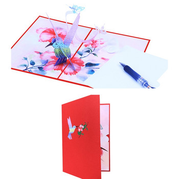 3D изскачащи картички Колибри Подаръци за рожден ден Пощенска картичка Сватбени покани Поздравителни картички с плик